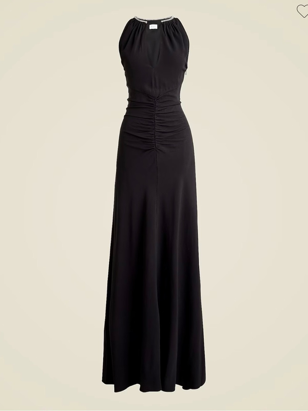 J. Crew Collection Embellished Ruched Dreess Black Maxi Sz 4